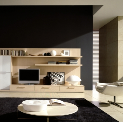 Soggiorno in rovere sbiancato laminato